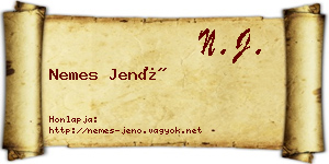 Nemes Jenő névjegykártya